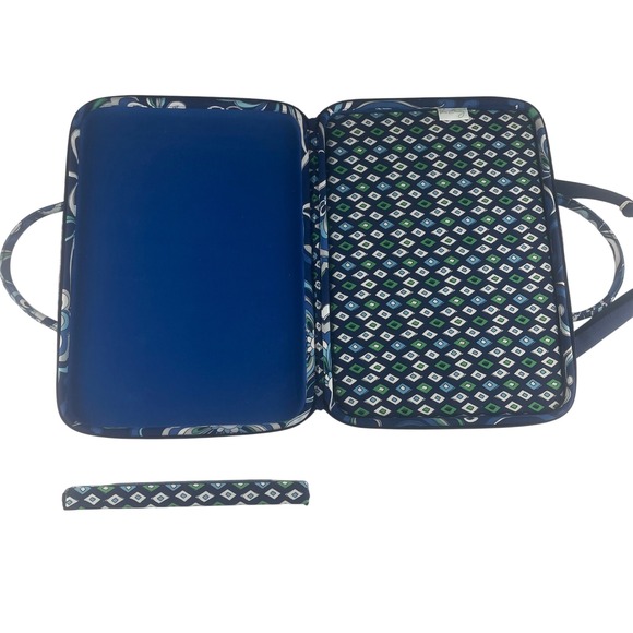 Vera Bradley Hard Shell Laptop Messenger Shoulder Bag Quilted Floral Blue Green - Picture 5 of 7